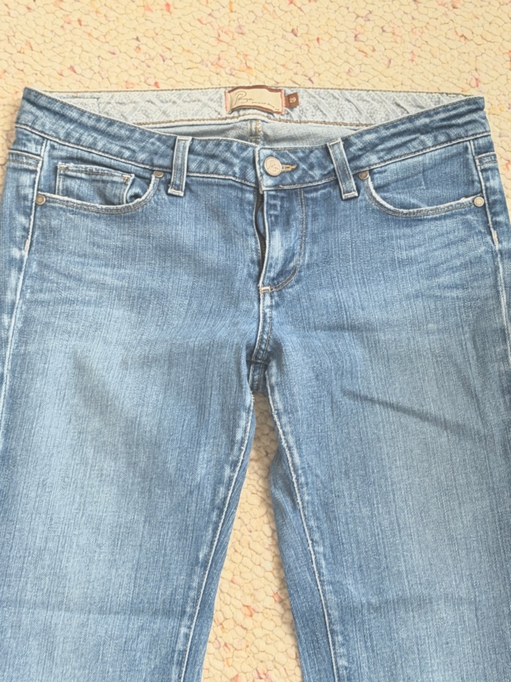 PAIGE Medium Light Blue Straight Leg Jeans